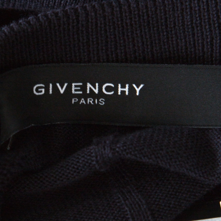 Pre Owned Givenchy Navy Blue Knit Crew Neck Sweater L 