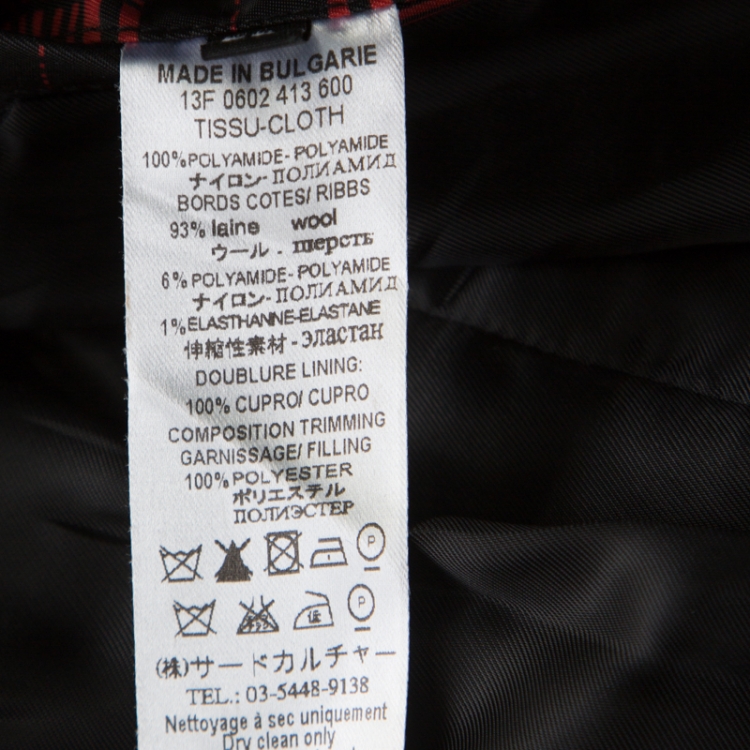 Pre Owned Givenchy Black & Red Tartan & Dart Print Bomber Jacket L