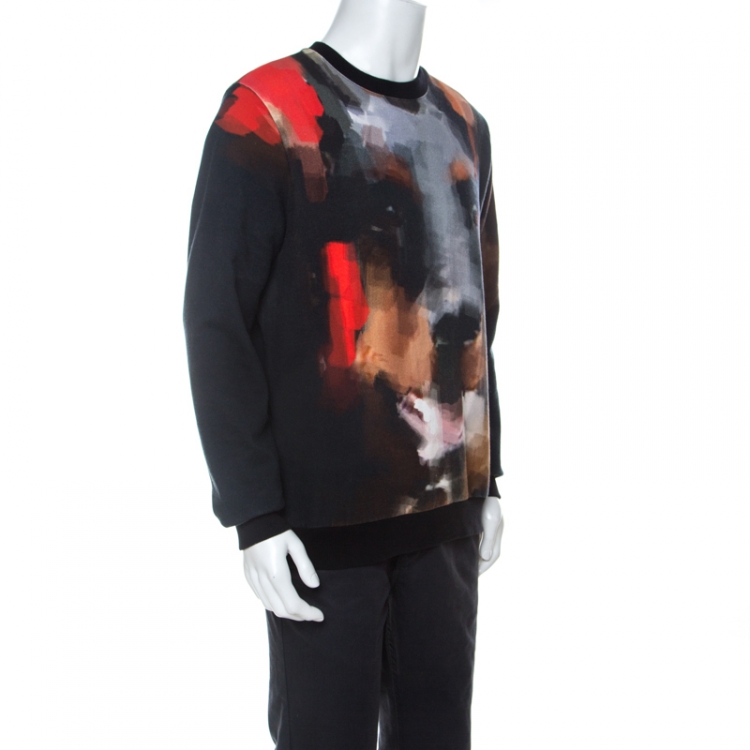 Pre Owned Givenchy Black Abstract Doberman Print Washed Out Cotton Sweatshirt S