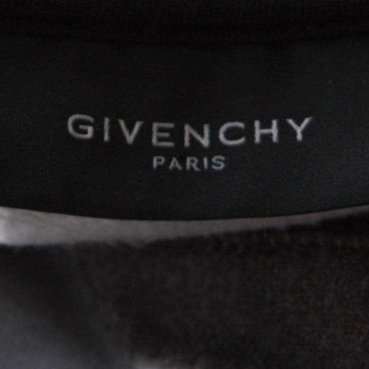 Pre Owned Givenchy Black Abstract Doberman Print Washed Out Cotton Sweatshirt S