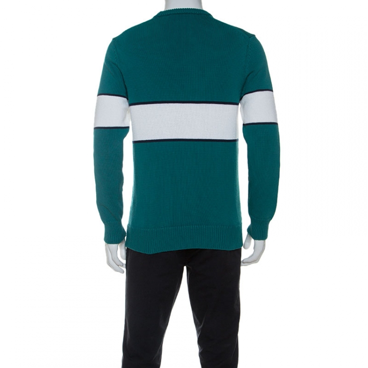 Pre Owned Givenchy Teal Green Knit Upside Down Logo Jumper M