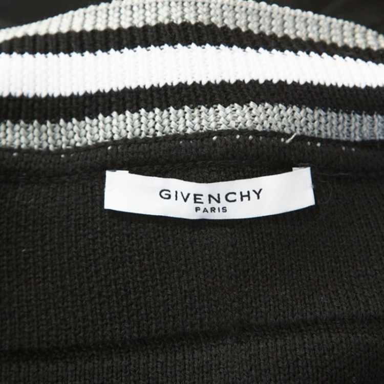 Pre Owned Givenchy Black Knit Wool Contrast Trim Baseball Jacket S