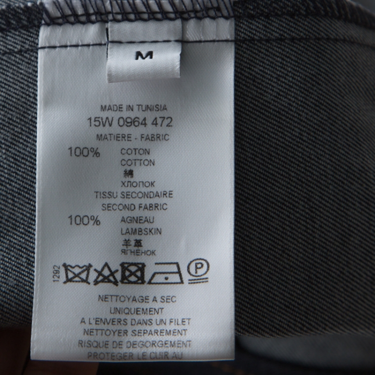 Pre Owned Givenchy Dark Blue Denim Leather Trim Button Front Shirt M