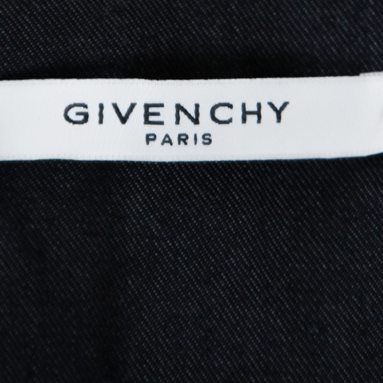 Pre Owned Givenchy Dark Blue Denim Leather Trim Button Front Shirt M