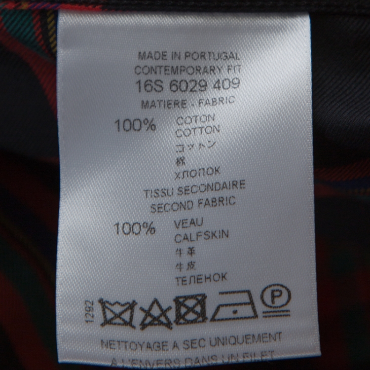 Pre Owned Givenchy Multicolor Check Cotton Star Leather Trim Button Down Shirt XL