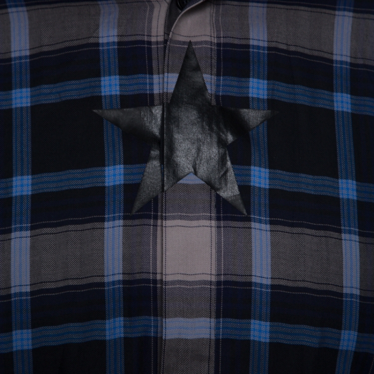 Pre Owned Givenchy Multicolor Star Print Checked Cotton Button Front Shirt XL