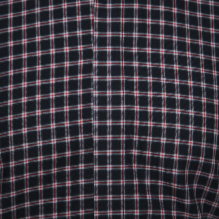 Pre Owned Givenchy Black & Red Checked Cotton Star Embroidered Button Front Shirt L