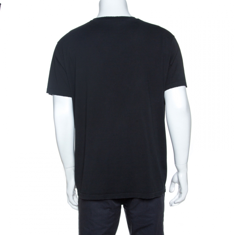 Pre Owned Givenchy Black Logo Print Cotton Crew Neck T-shirt L