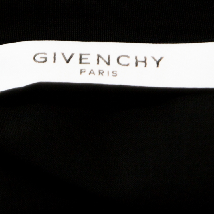 Pre Owned Givenchy Black Logo Print Cotton Crew Neck T-shirt L