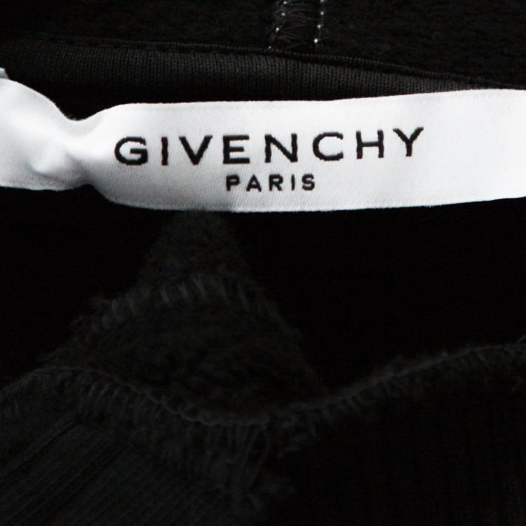 Pre Owned Givenchy Black Logo Print Faded Cotton Hooded Sweatshirt M