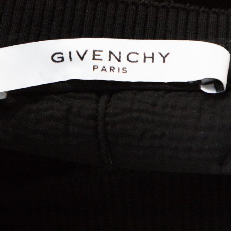 Pre Owned Givenchy Black Logo Print Distressed Cotton Sweatshirt S