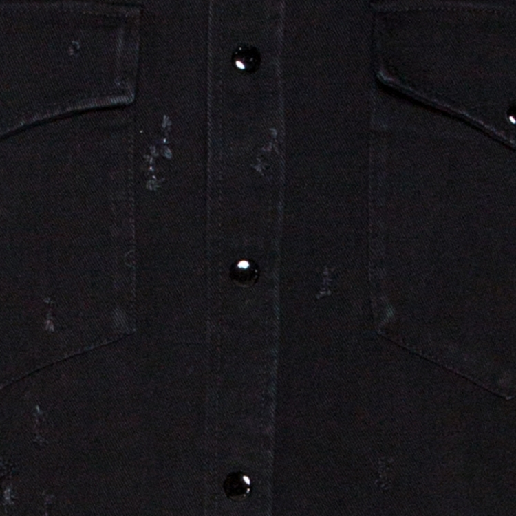 Pre Owned Givenchy Black Distressed Denim Button Front Shirt L