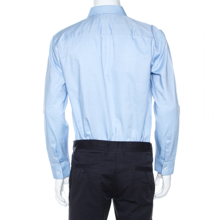 Pre Owned Givenchy Light Blue Cotton Applique Detail Button Down Shirt XL