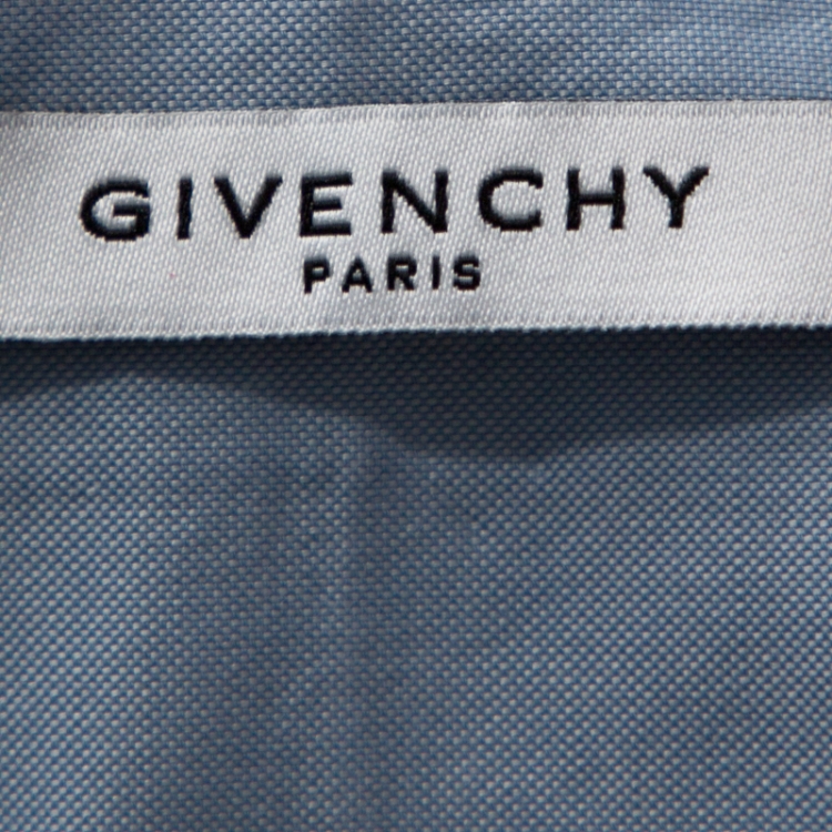 Pre Owned Givenchy Light Blue Cotton Applique Detail Button Down Shirt XL