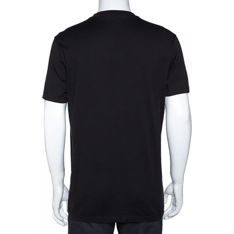 Pre Owned Givenchy Black Cotton Logo Embroidered Crew Neck T-Shirt XL