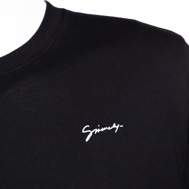 Pre Owned Givenchy Black Cotton Logo Embroidered Crew Neck T-Shirt XL