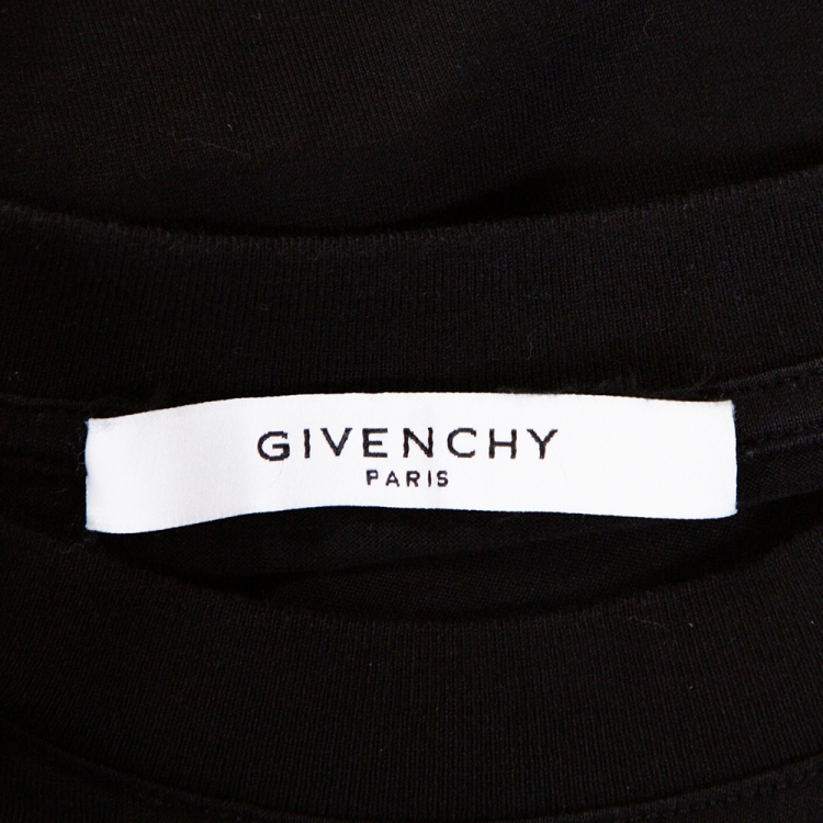 Pre Owned Givenchy Black Cotton Logo Embroidered Crew Neck T-Shirt XL