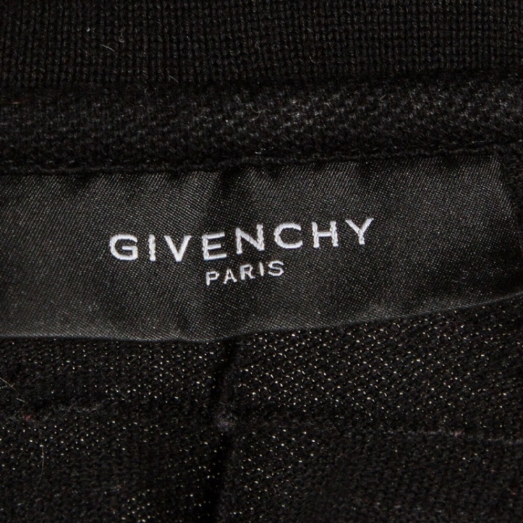 Pre Owned Givenchy Black Cotton Star Appliqued Polo T-Shirt M