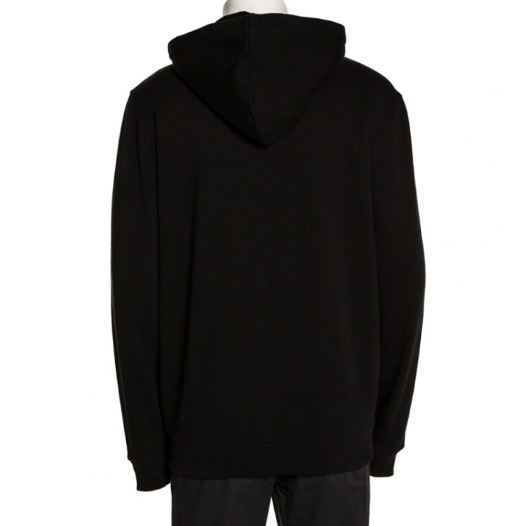 Pre Owned Givenchy Black Cotton Love Embroidered Zip Front Hoodie L