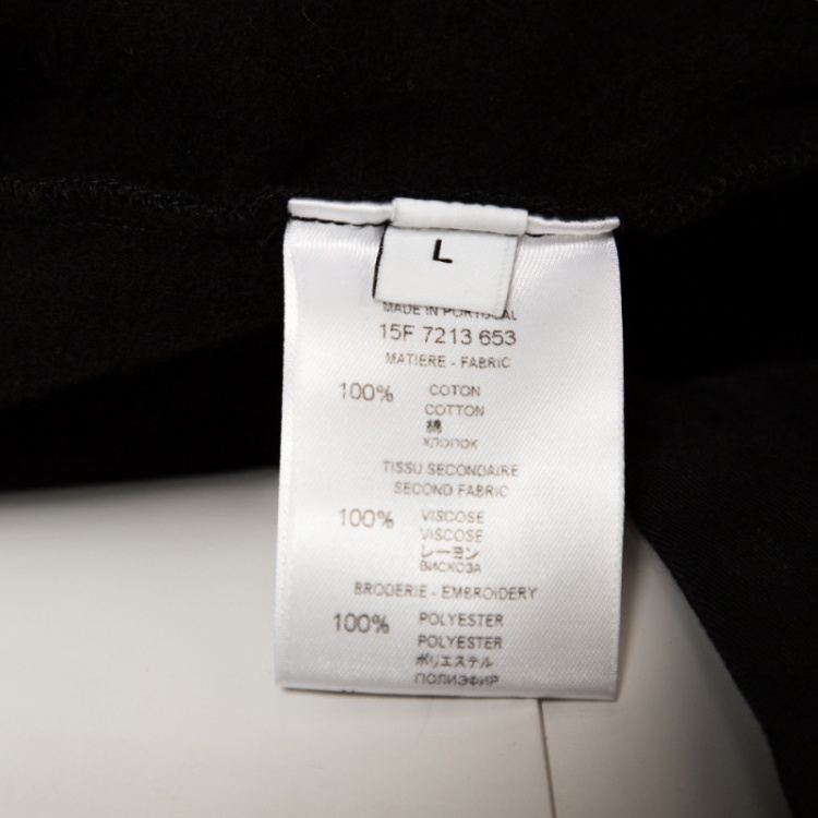 Pre Owned Givenchy Black Cotton Love Embroidered Zip Front Hoodie L