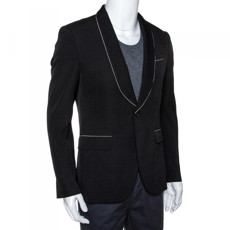 Pre Owned Givenchy Black Wool Contrast Chain Detail Blazer M