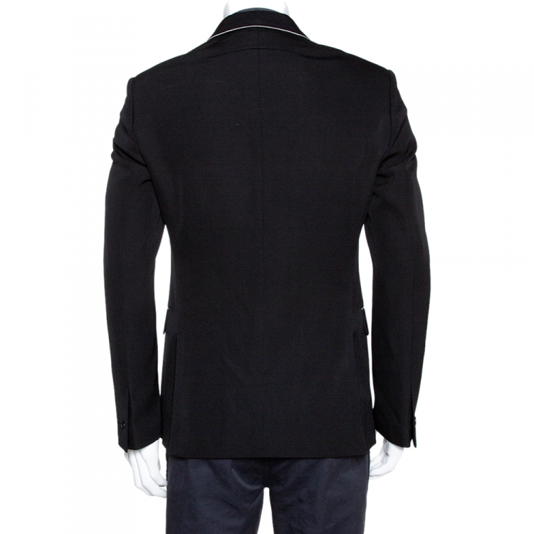 Pre Owned Givenchy Black Wool Contrast Chain Detail Blazer M