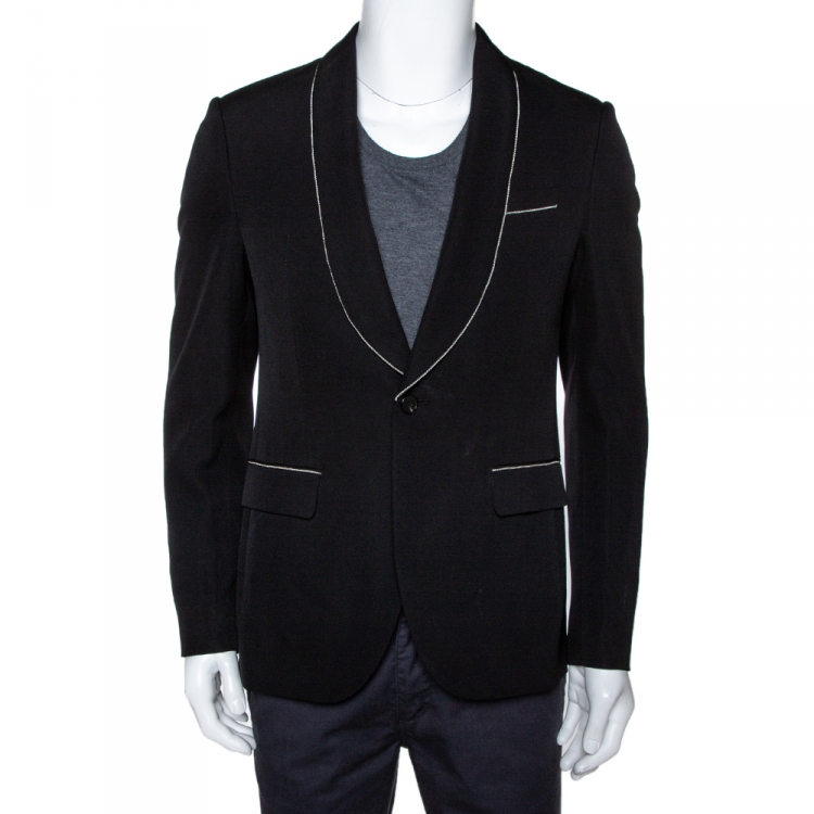 Pre Owned Givenchy Black Wool Contrast Chain Detail Blazer M