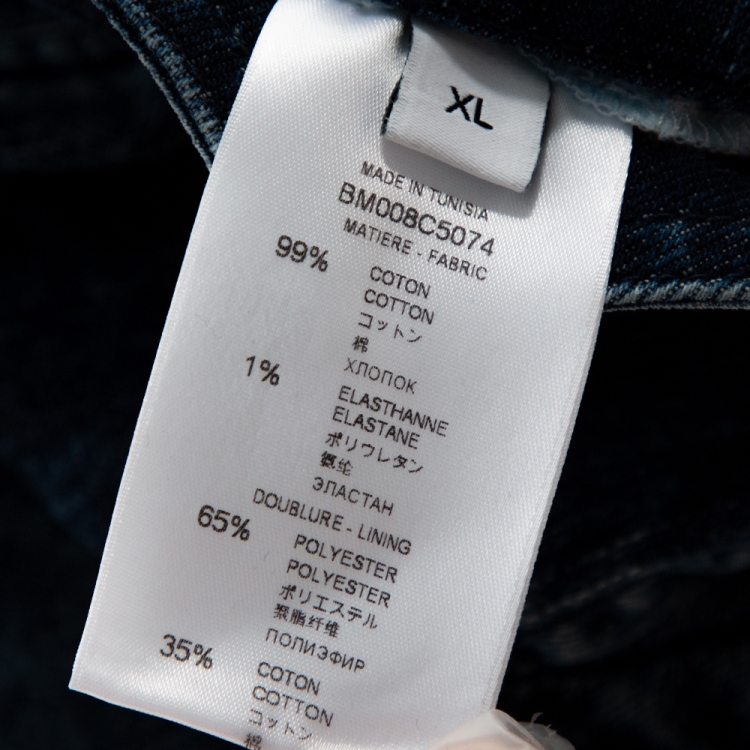 Pre Owned Givenchy Blue Denim Spray Paint Logo Detail Lightweight Jacket XL