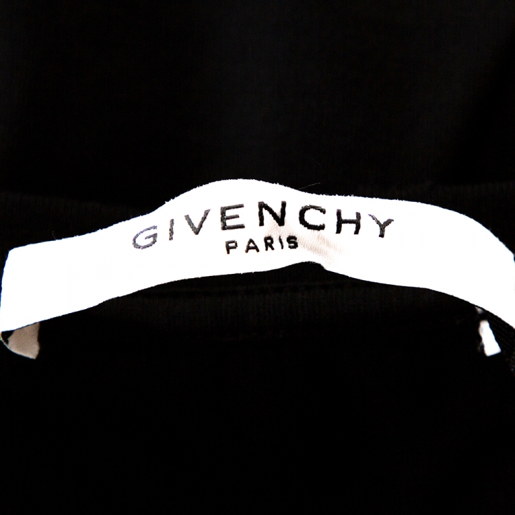 Pre Owned Givenchy Black Logo Print Cotton Distressed Detail Sleeveless T-Shirt L