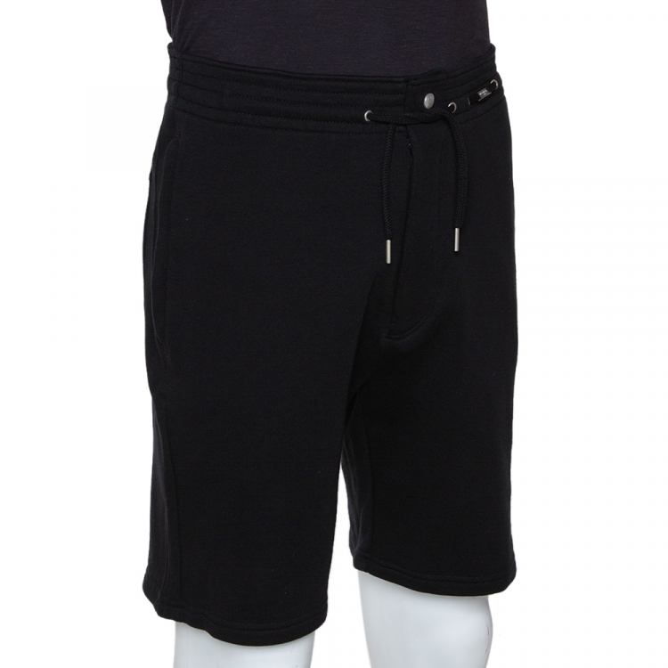 Pre Owned Givenchy Black Knit Vertical Logo Shorts M
