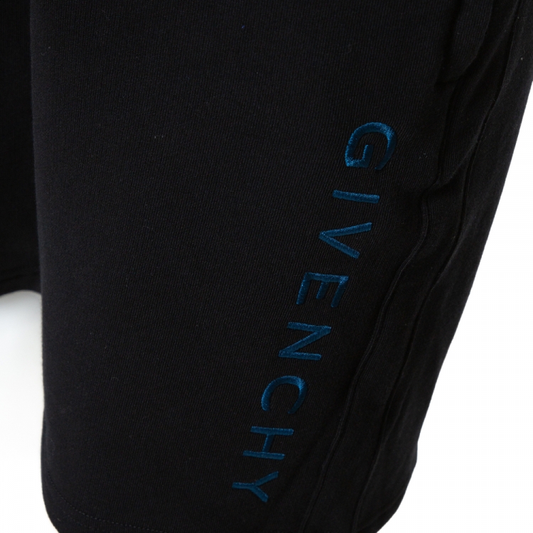Pre Owned Givenchy Black Knit Vertical Logo Shorts M