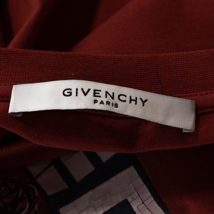 مملوكة مسبقًا Givenchy Brick Red Cotton Centaur Print Crew Neck T Shirt L 