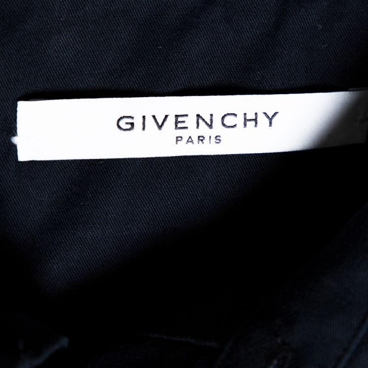 Pre Owned Givenchy Black Cotton Zip Collar Detail Long Sleeve Shirt M