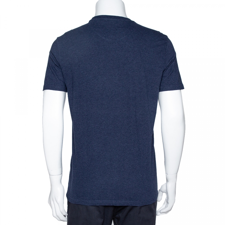Pre Owned Givenchy Navy Blue Cotton Rottweiler Print Crew Neck T Shirt M