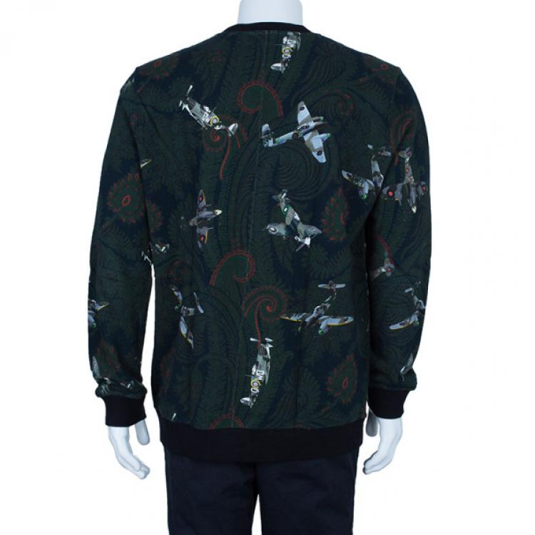 Pre Owned Givenchy Men's Paisley Aeroplane Print Knit Sweater L