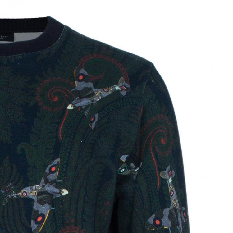 Pre Owned Givenchy Men's Paisley Aeroplane Print Knit Sweater L