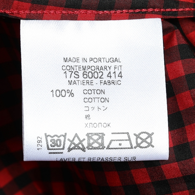 Pre Owned Givenchy Red Gingham Check Star Print Poplin Shirt XXL