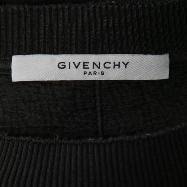 Pre Owned Givenchy Black Distressed Cotton Logo Print Sweatshirt L