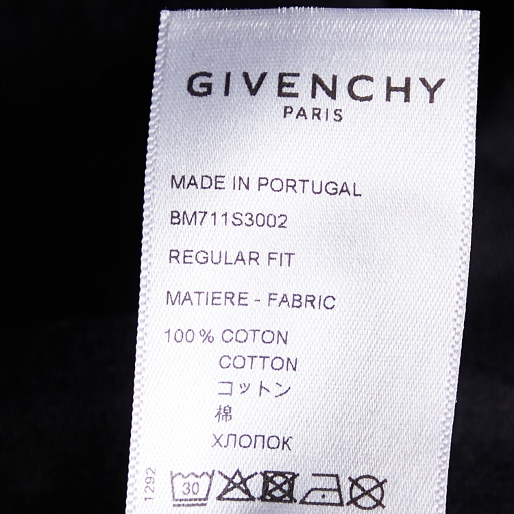 Pre Owned Givenchy Black Logo Printed Cotton Crewneck T-Shirt M
