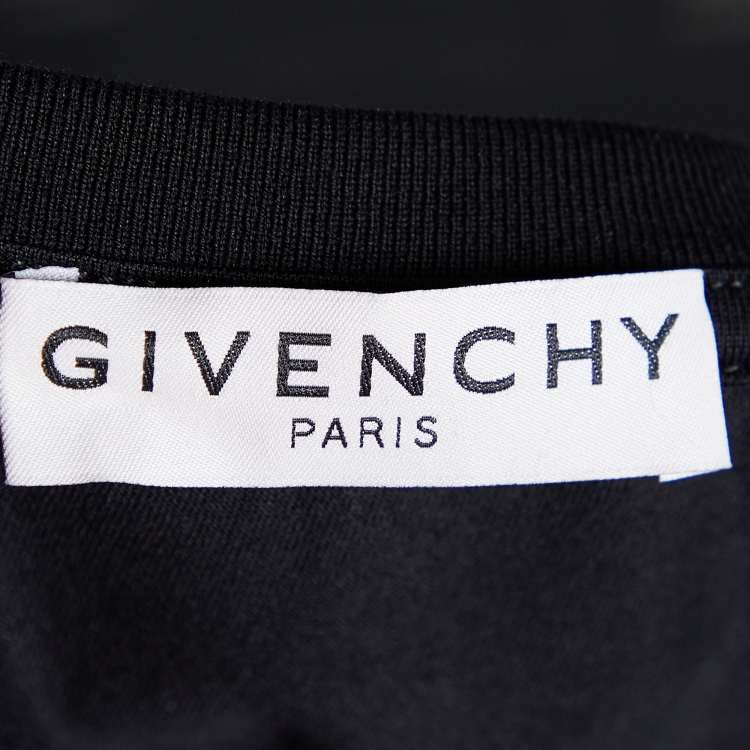 Pre Owned Givenchy Black Logo Printed Cotton Crewneck T-Shirt M