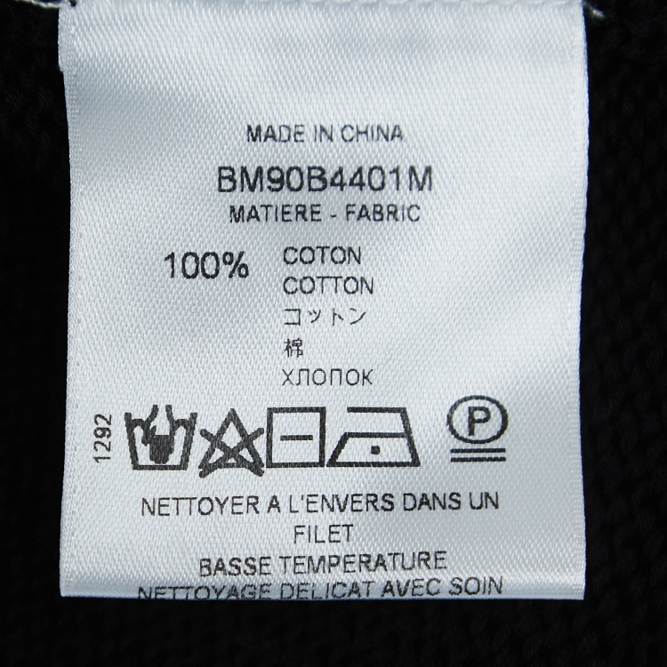 Pre Owned Givenchy Black Logo Jacquard Cotton Knit Sweater L