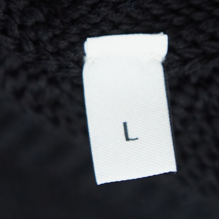 Pre Owned Givenchy Black Logo Jacquard Cotton Knit Sweater L