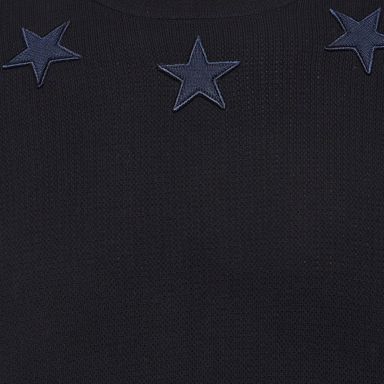 Pre Owned Givenchy Navy Blue Stars Applique Cotton Crew Neck Sweatshirt M