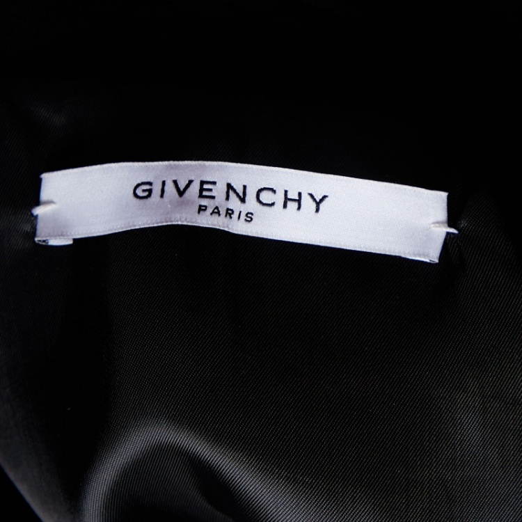 Pre Owned Givenchy Black Leather & Knit Hooded Bomber Jacket S