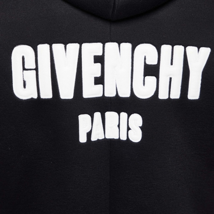 Pre Owned Givenchy Black Leather & Knit Hooded Bomber Jacket S
