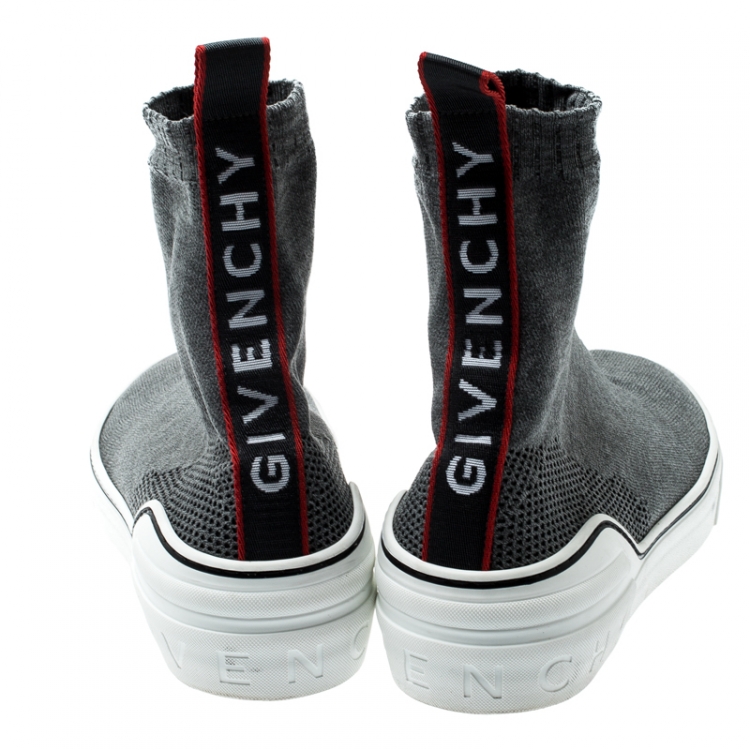 Pre Owned Givenchy Grey Knitted Fabric George V Mid Sock Sneakers Size 42