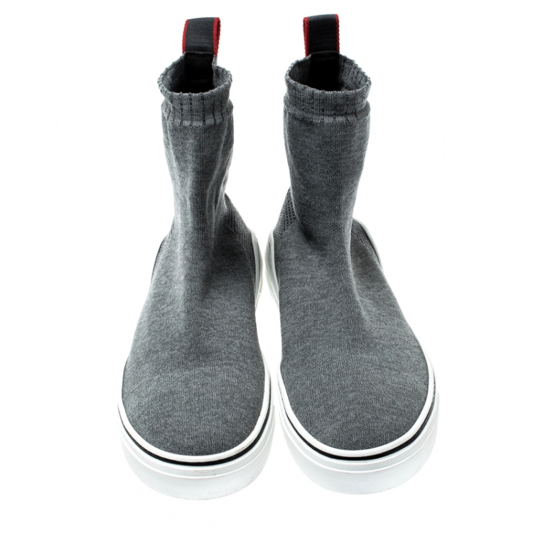 Pre Owned Givenchy Grey Knitted Fabric George V Mid Sock Sneakers Size 42