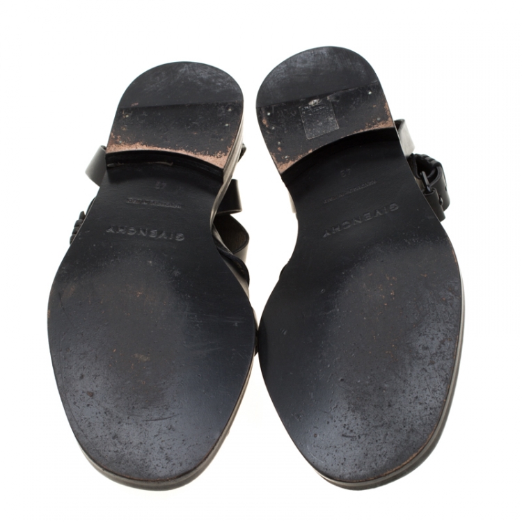 Pre Owned Givenchy Black Leather Crisscross Ankle Strap Sandals Size 43