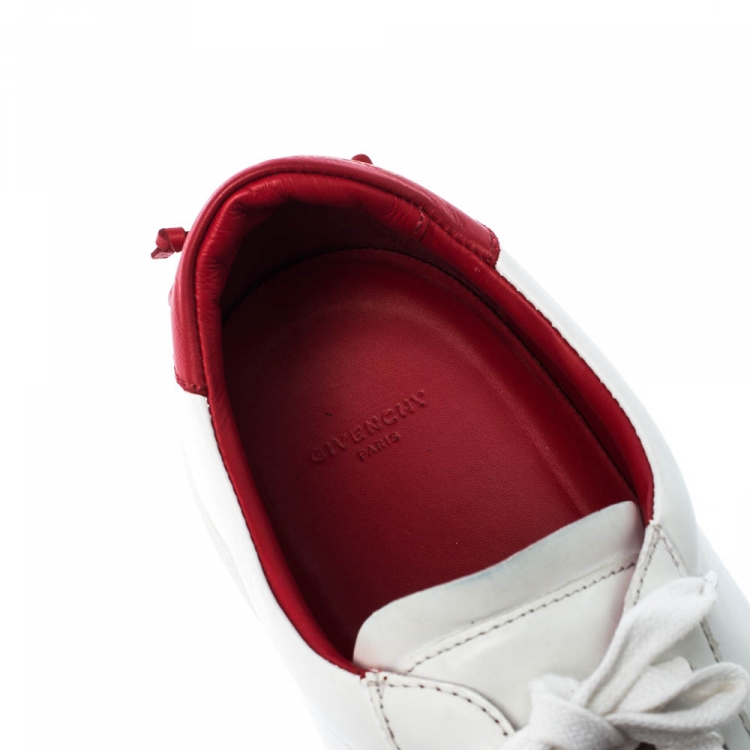 Pre Owned Givenchy White/Red Leather Urban Street Low Top Sneakers Size 45