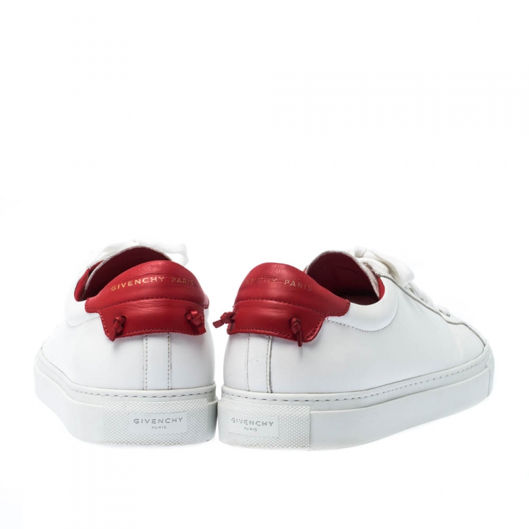 Pre Owned Givenchy White/Red Leather Urban Street Low Top Sneakers Size 45
